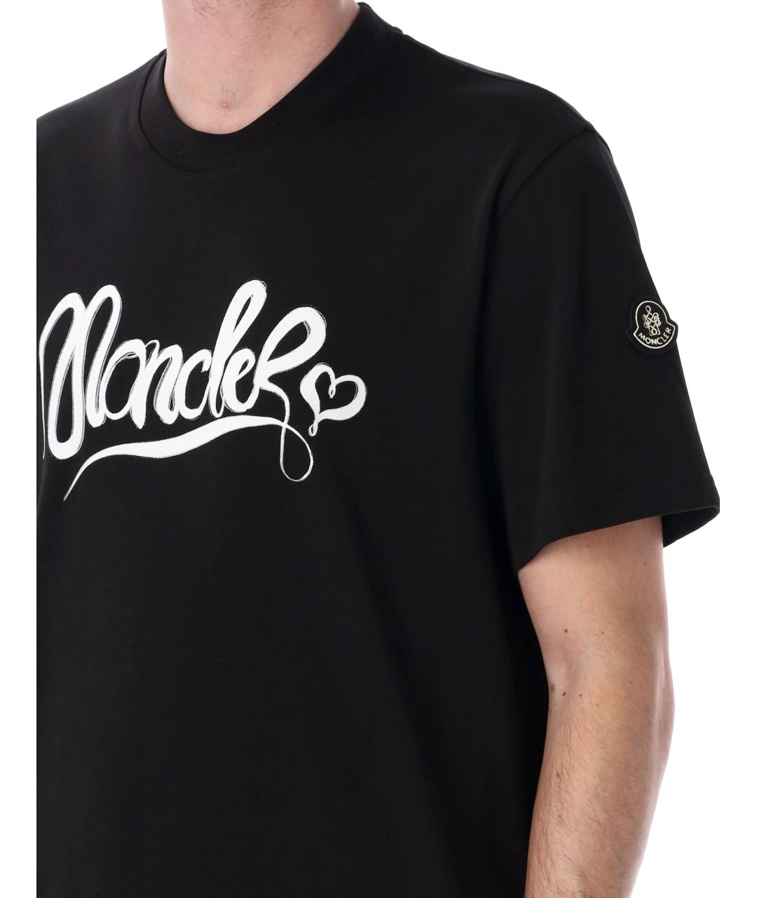 MONCLER Черная хлопковая футболка, фото 4