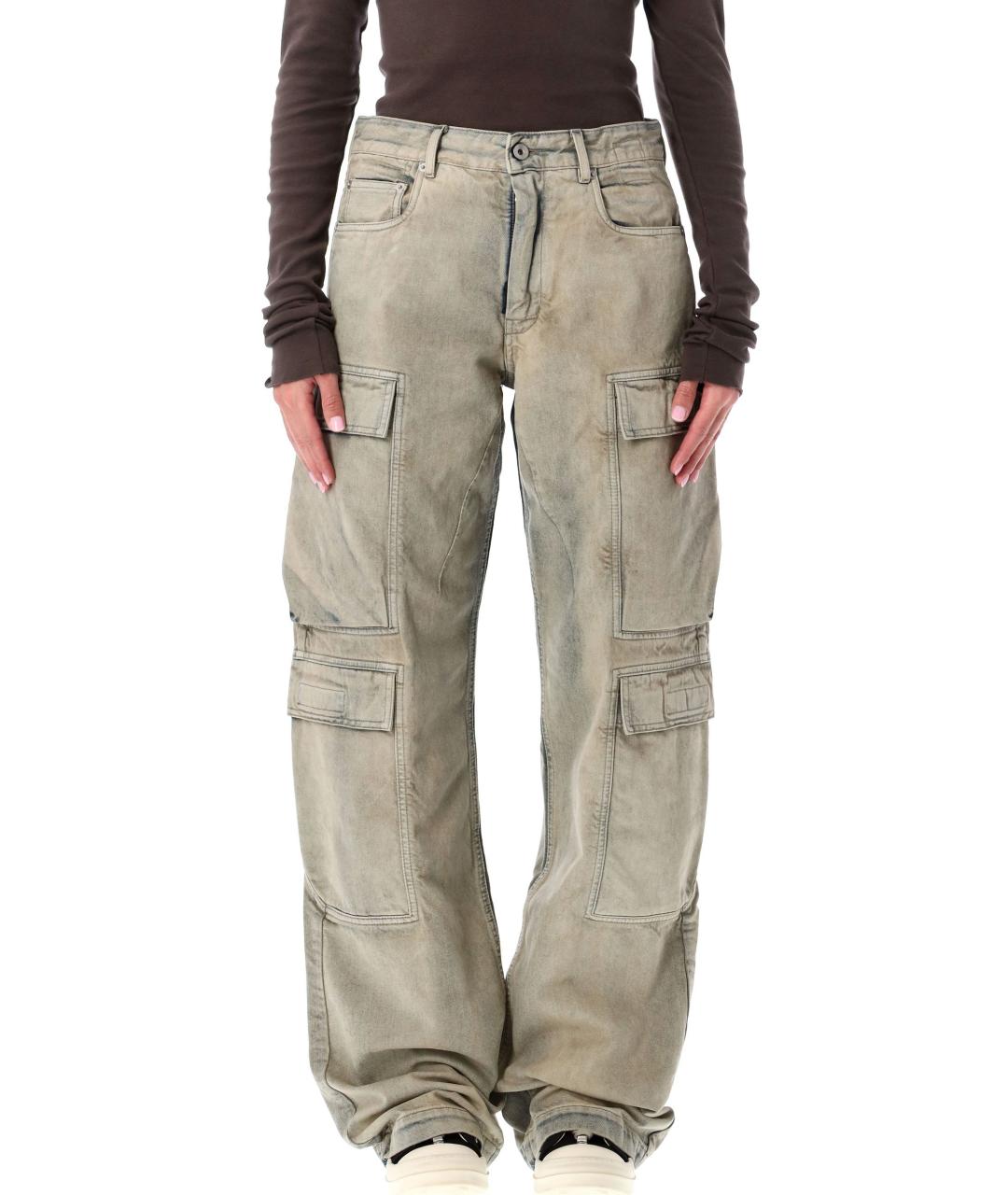 RICK OWENS DRKSHDW Хаки хлопковые прямые джинсы, фото 2