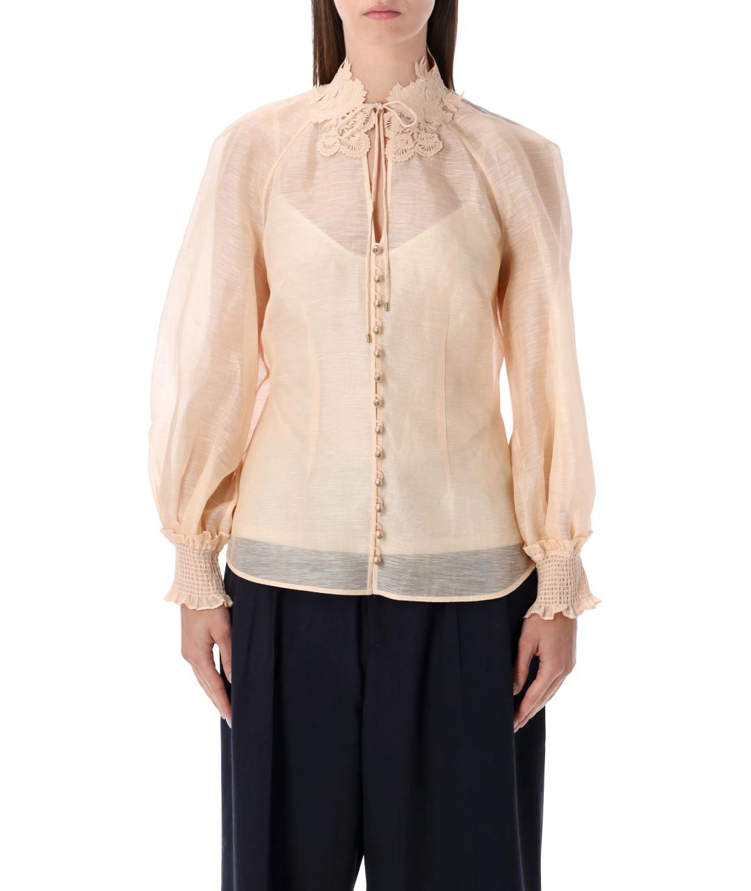ZIMMERMANN Бежевая льняная рубашка, фото 2