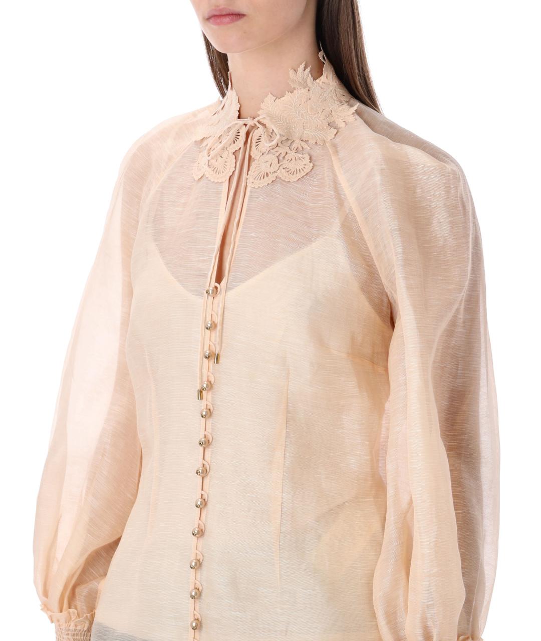 ZIMMERMANN Бежевая льняная рубашка, фото 4
