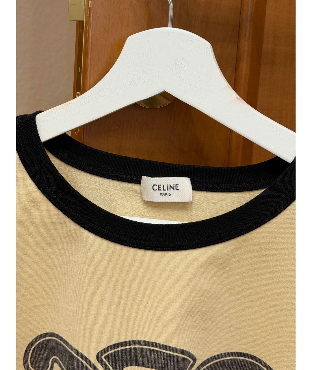CELINE Бежевая хлопковая футболка, фото 3