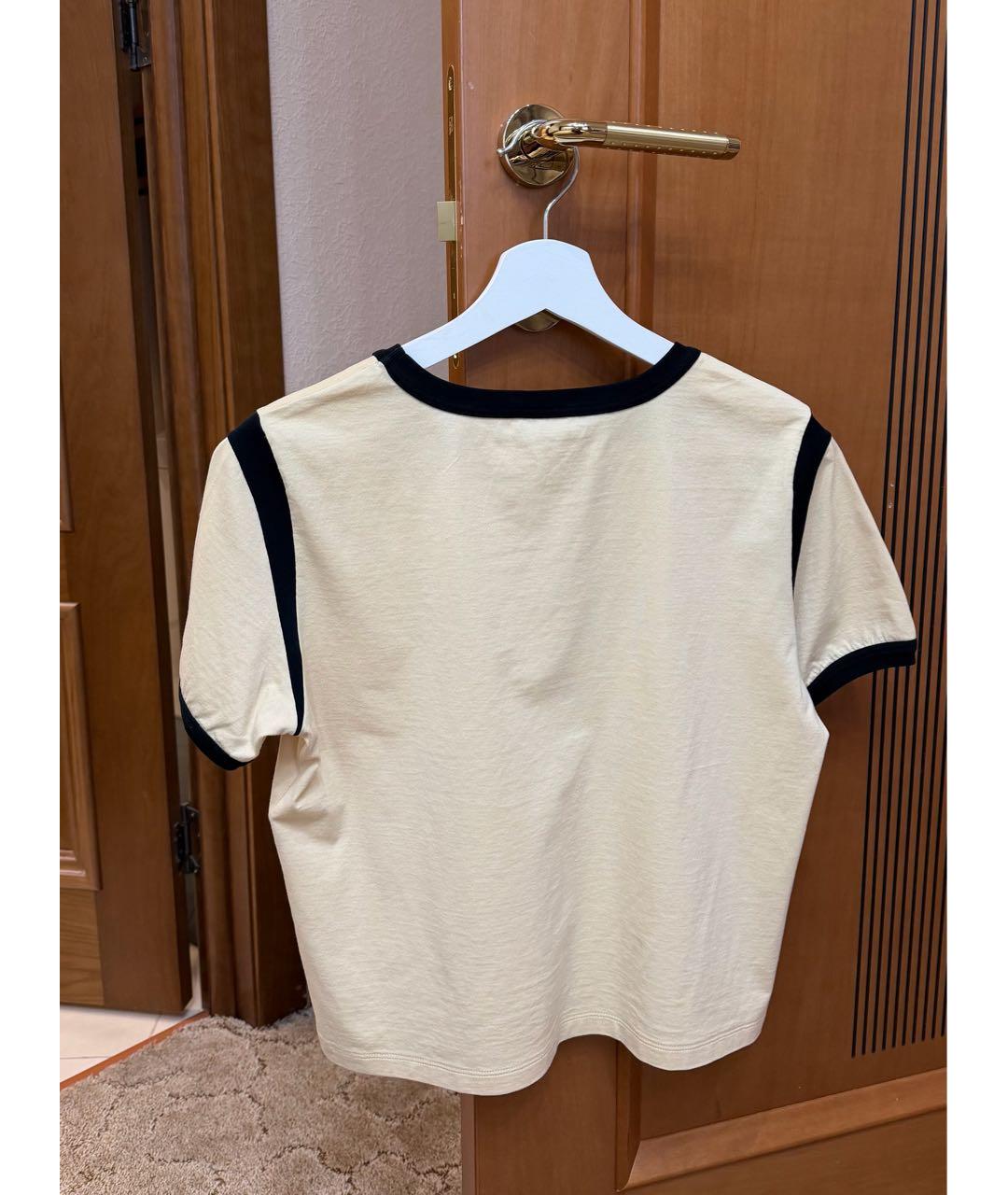 CELINE Бежевая хлопковая футболка, фото 2