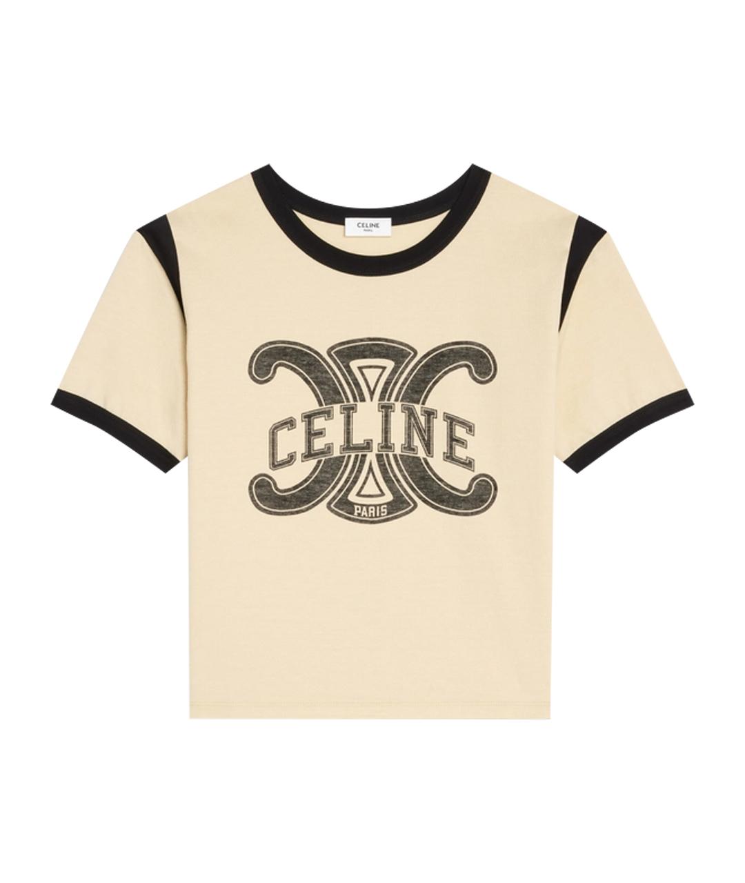 CELINE Бежевая хлопковая футболка, фото 1