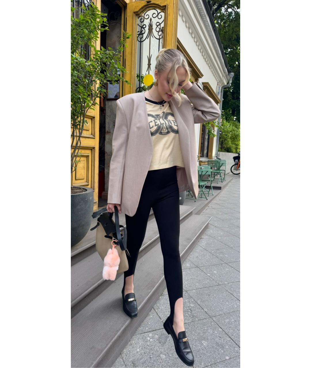 CELINE Бежевая хлопковая футболка, фото 5