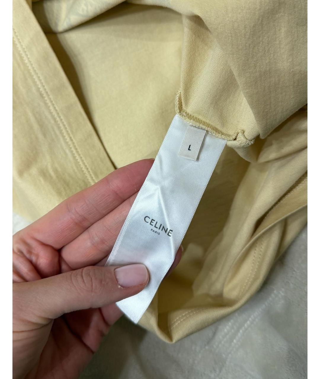 CELINE Бежевая хлопковая футболка, фото 4