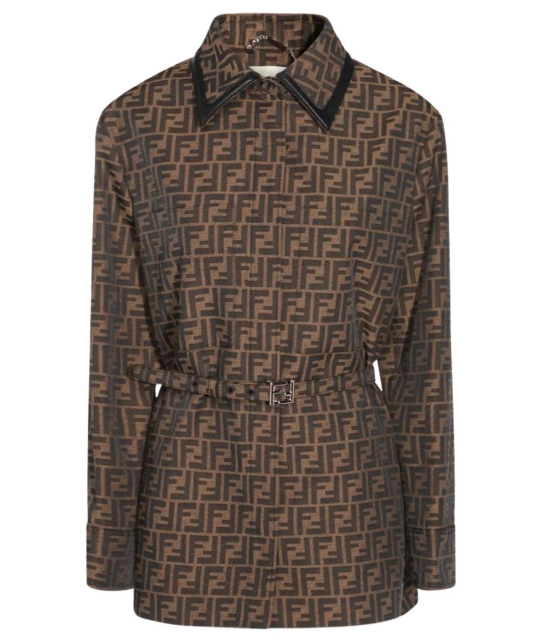 FENDI Коричневая полиэстеровая куртка, фото 1