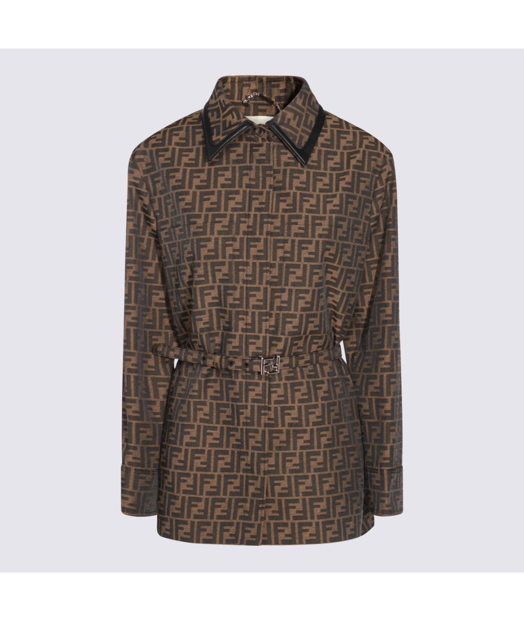 FENDI Коричневая полиэстеровая куртка, фото 3