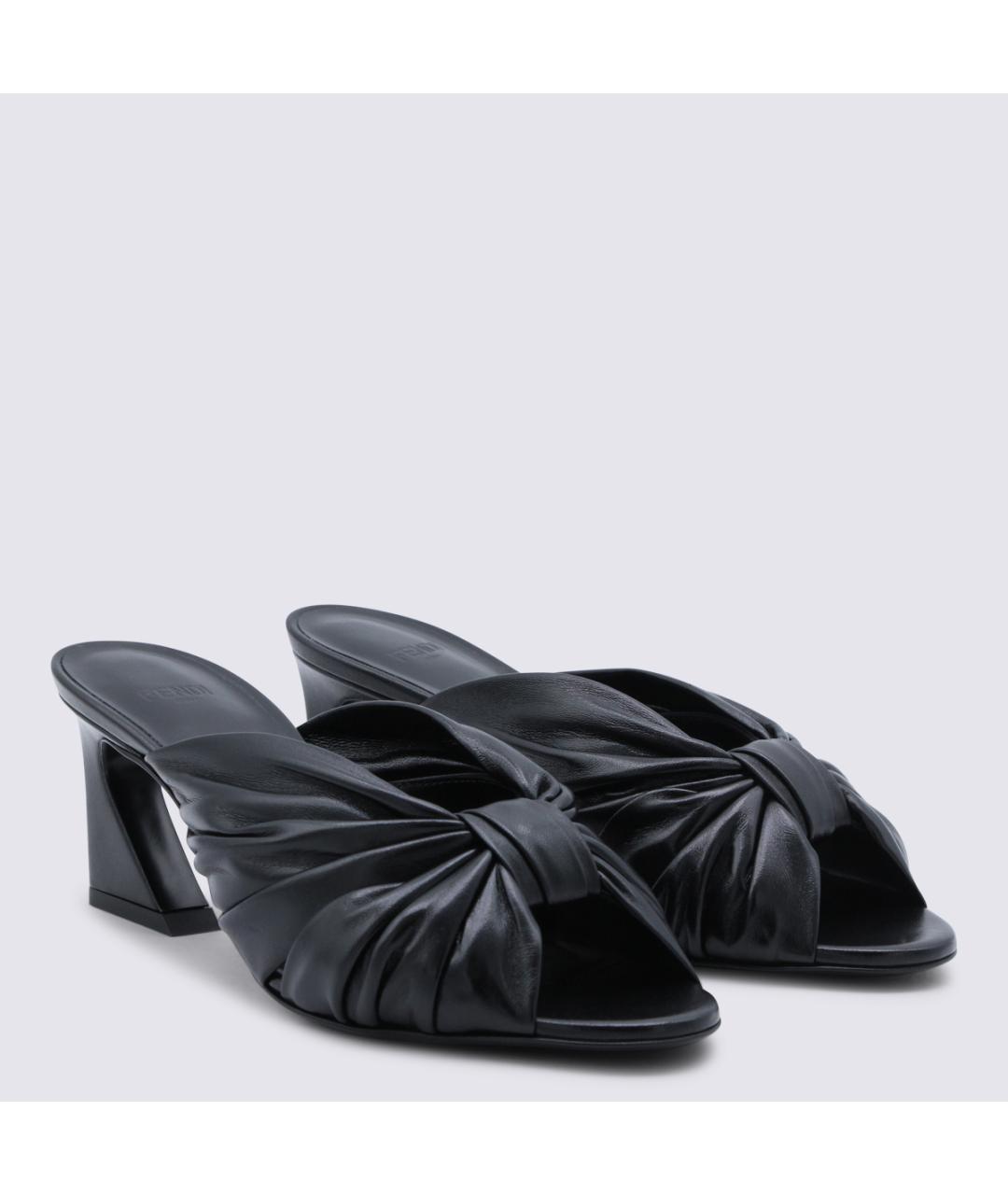 FENDI Черные кожаные мюли, фото 2