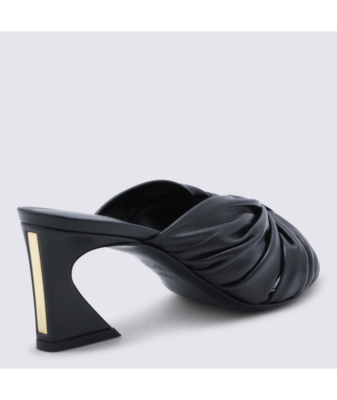 FENDI Черные кожаные мюли, фото 3