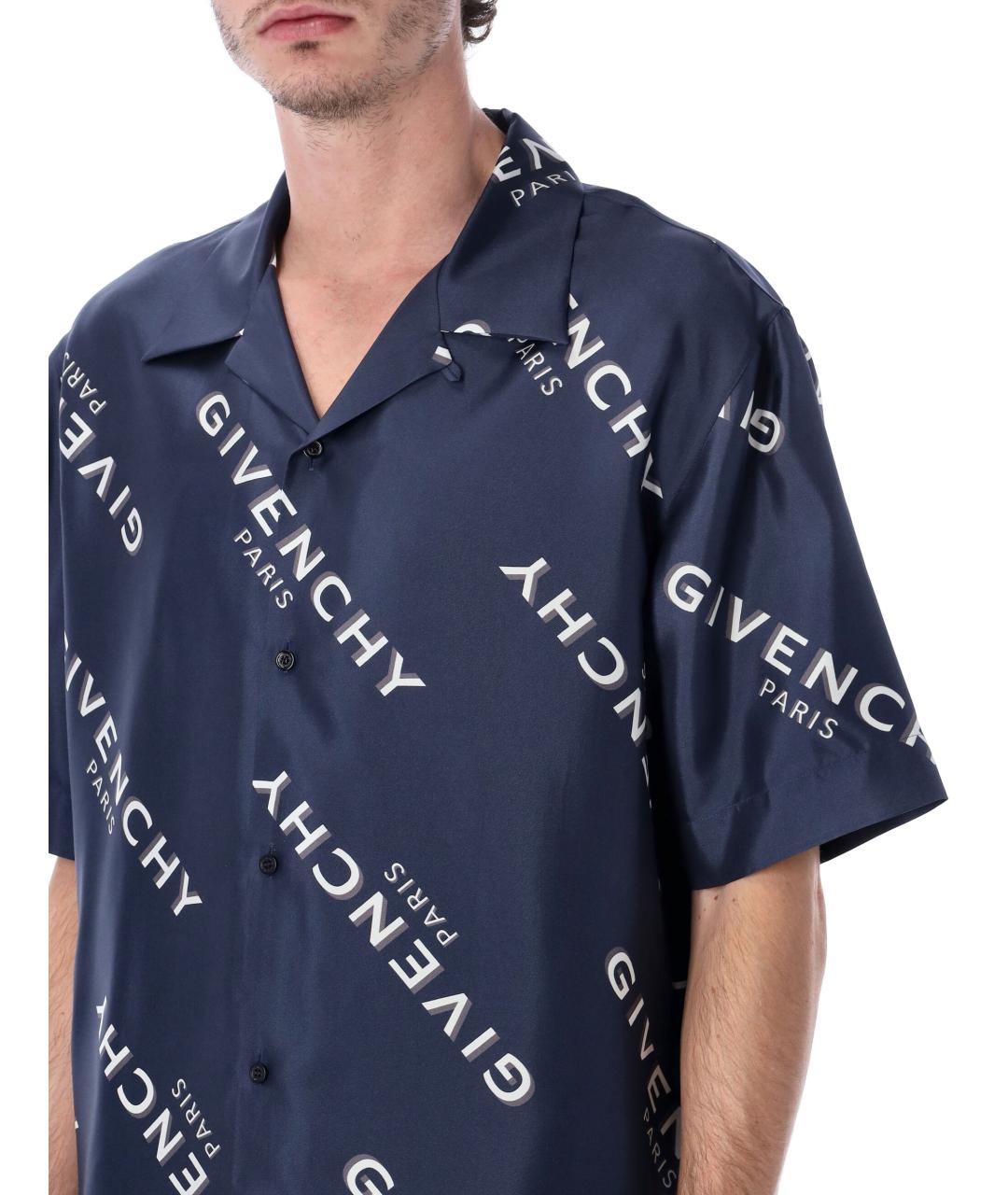 GIVENCHY Синяя шелковая кэжуал рубашка, фото 4