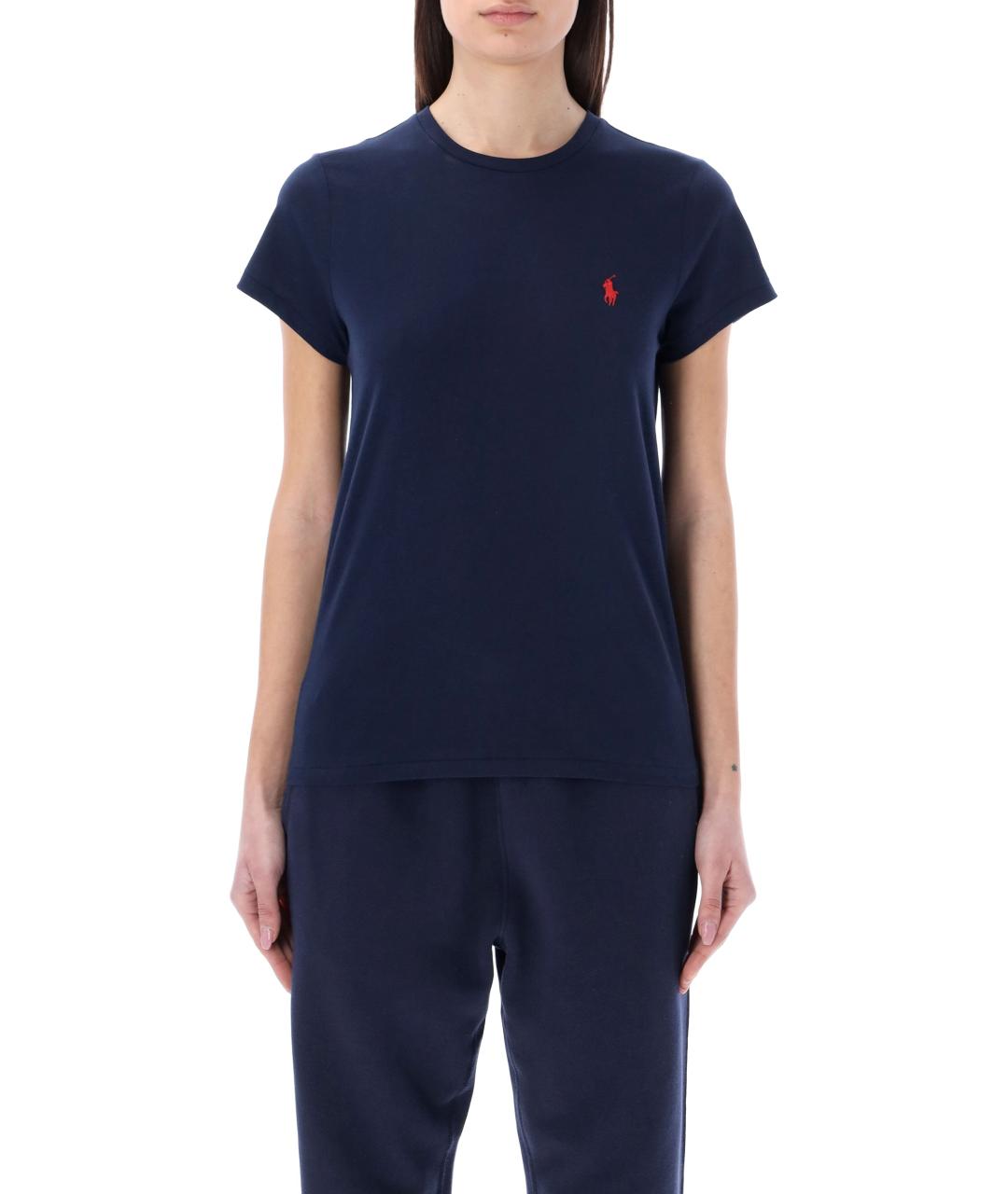 POLO RALPH LAUREN Темно-синяя хлопковая футболка, фото 2