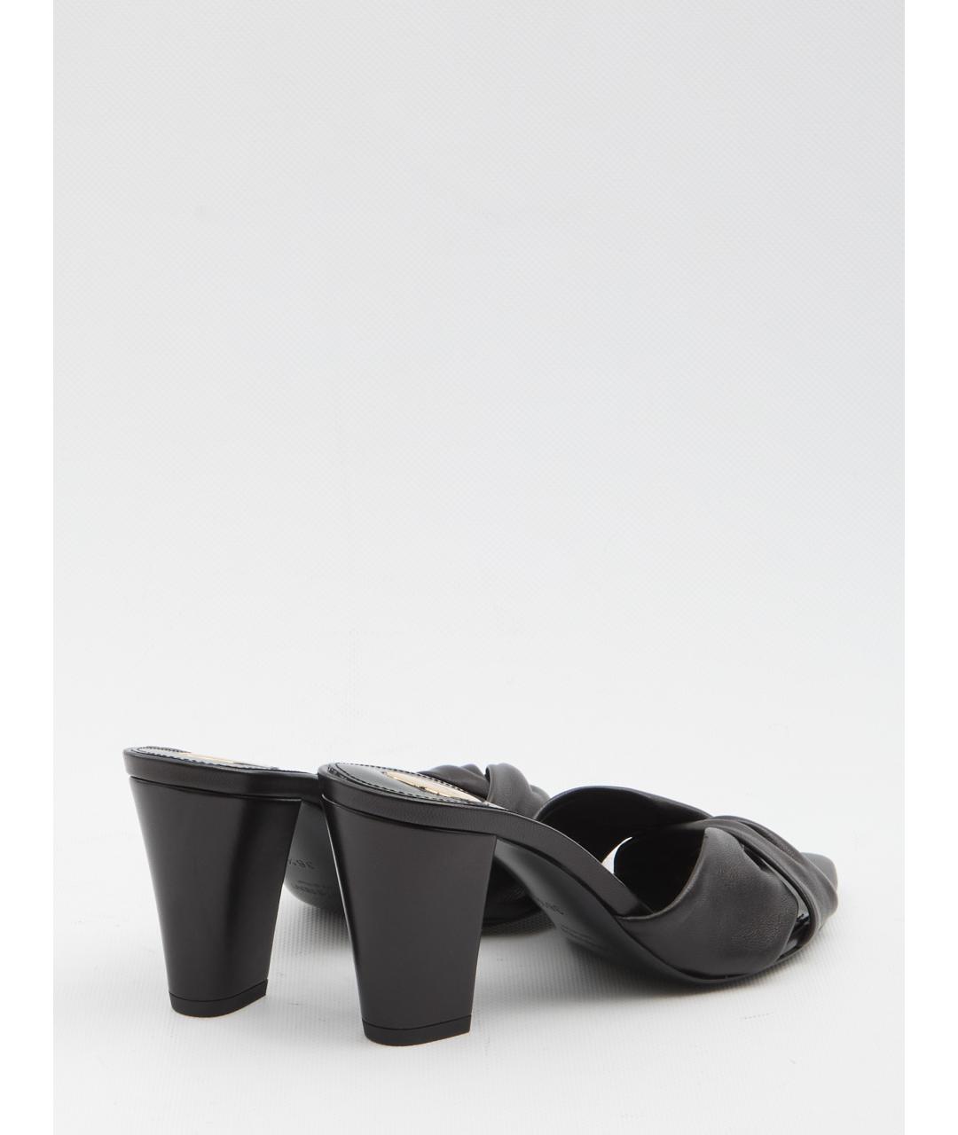 SAINT LAURENT Черные кожаные мюли, фото 3