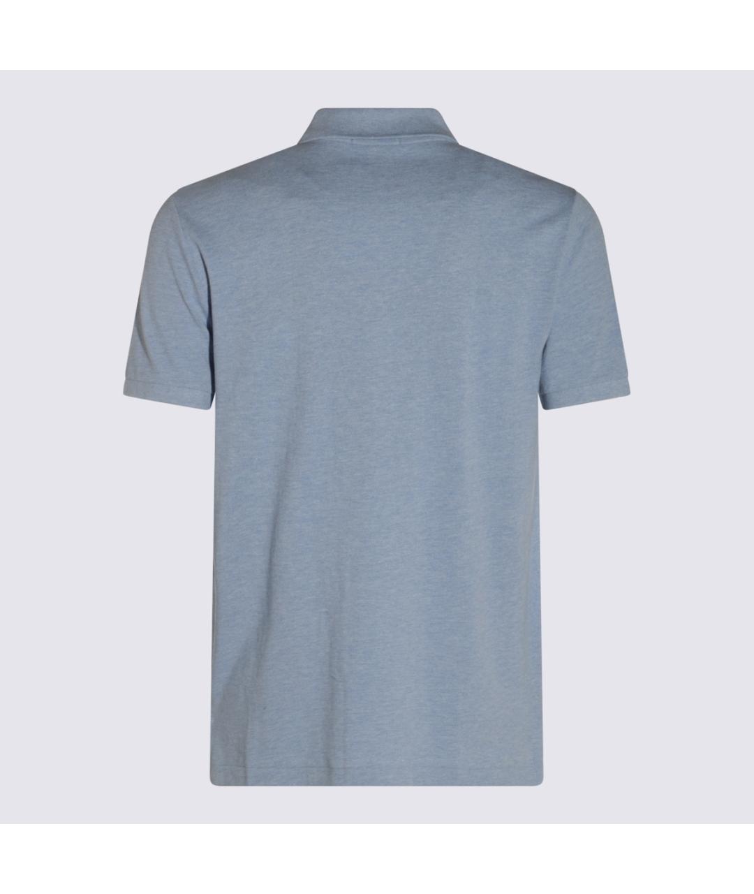 POLO RALPH LAUREN Голубое хлопковое поло с коротким рукавом, фото 2