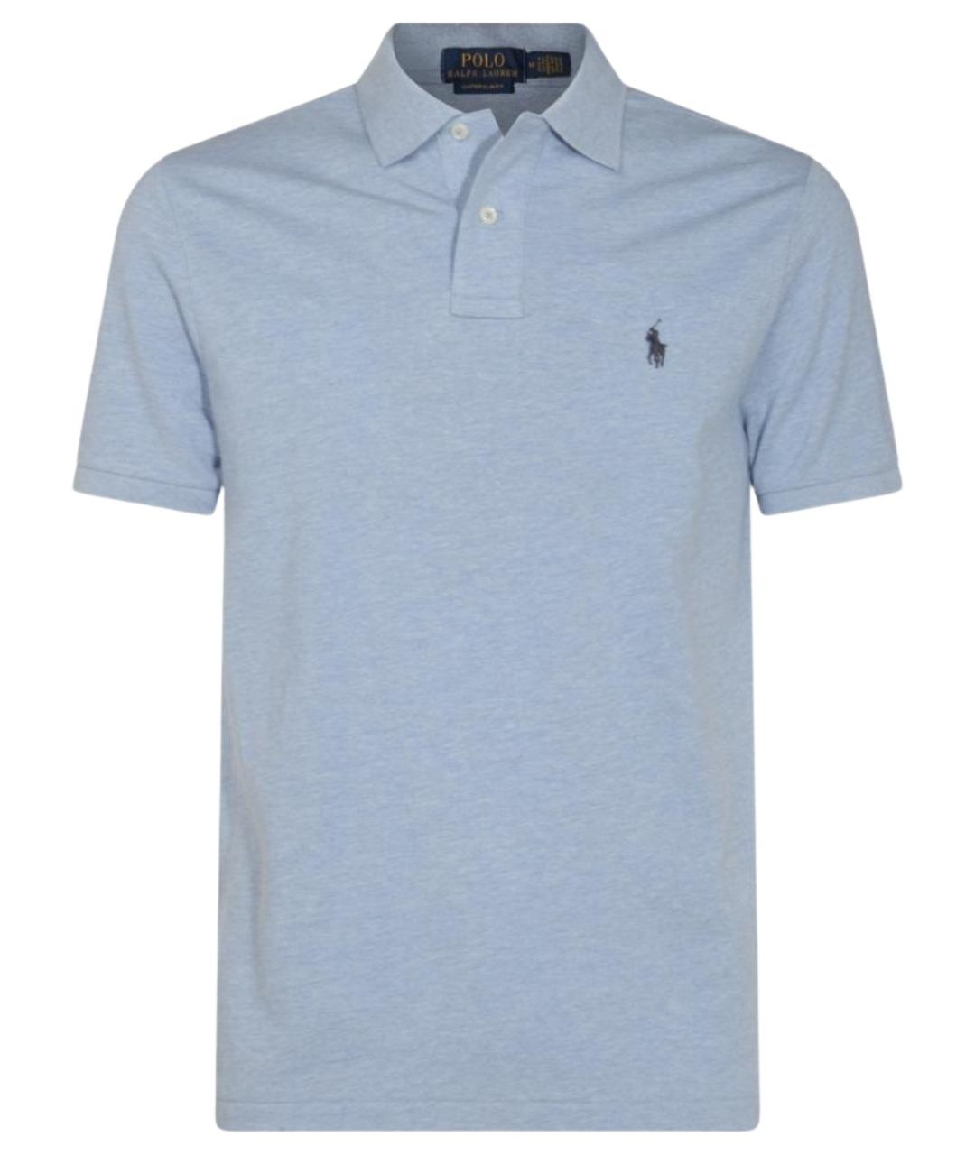 POLO RALPH LAUREN Голубое хлопковое поло с коротким рукавом, фото 1