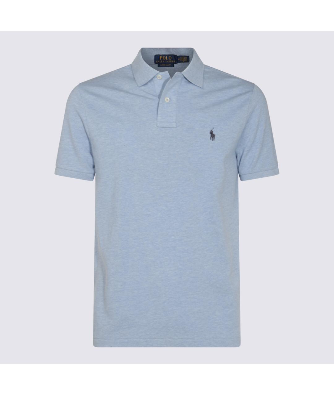 POLO RALPH LAUREN Голубое хлопковое поло с коротким рукавом, фото 3