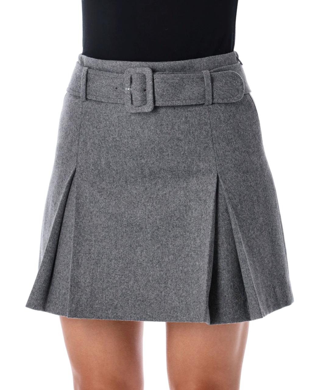 A.P.C. Серая шерстяная юбка мини, фото 4