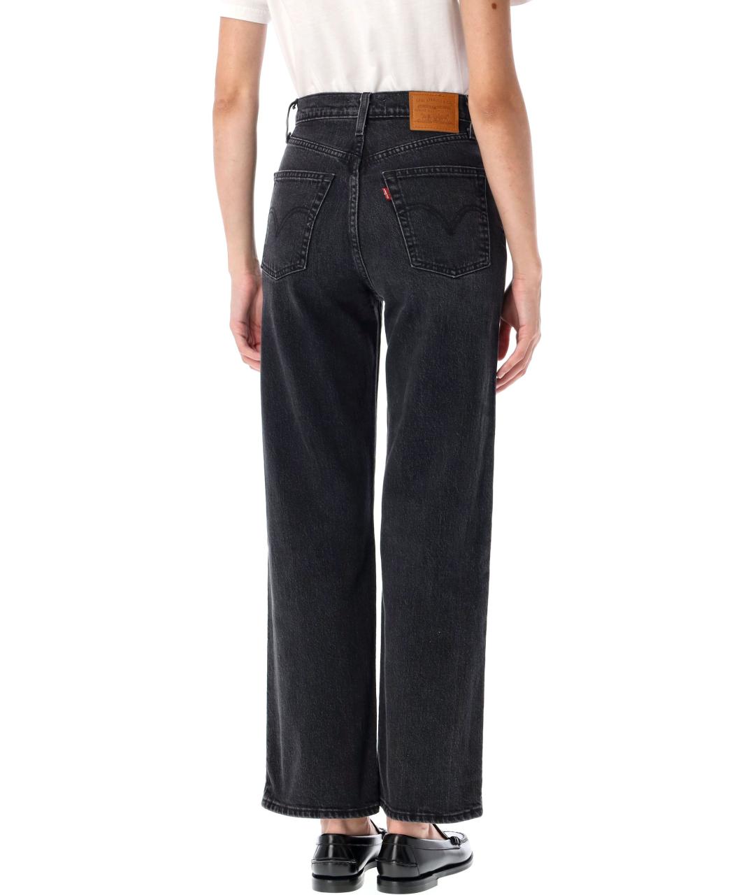 LEVI'S Черные хлопковые прямые джинсы, фото 2