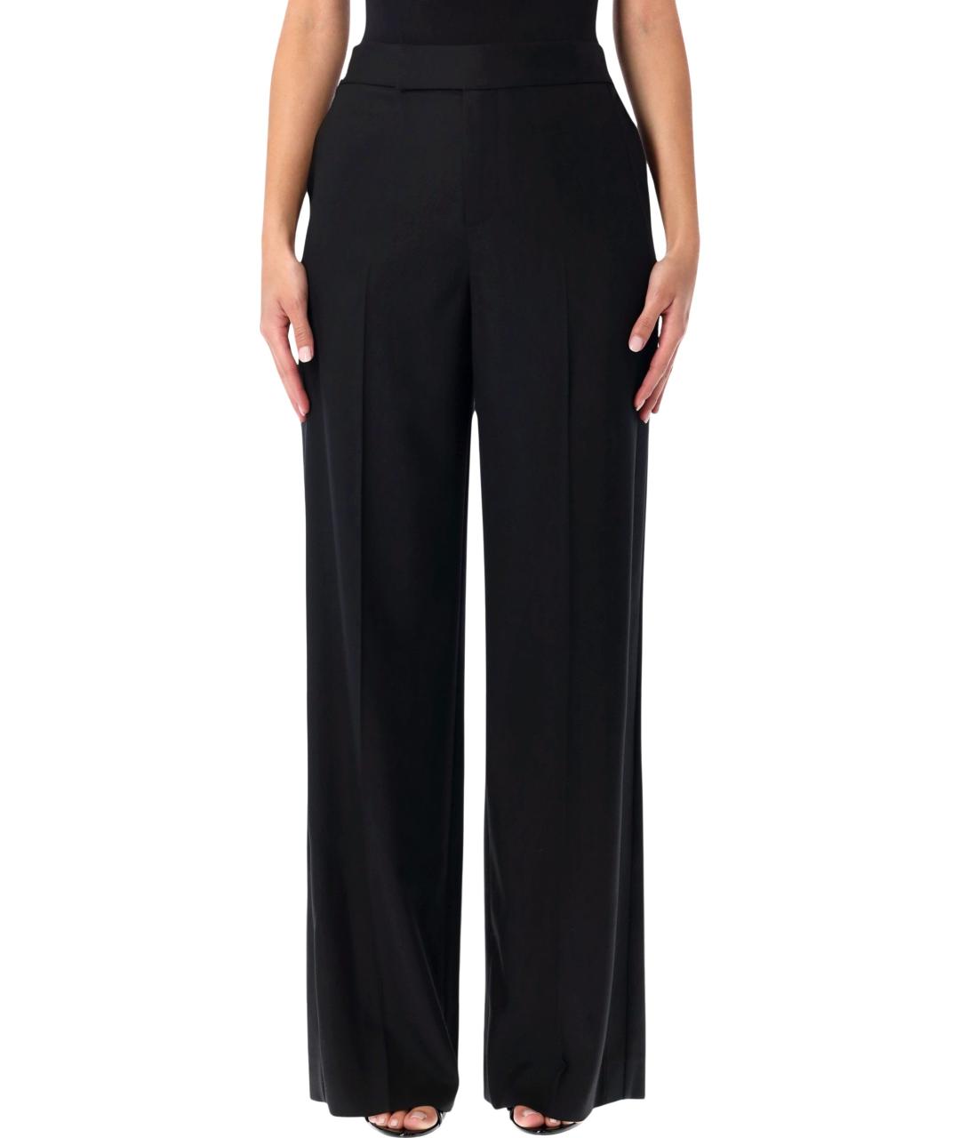 RALPH LAUREN Черные шерстяные прямые брюки, фото 1