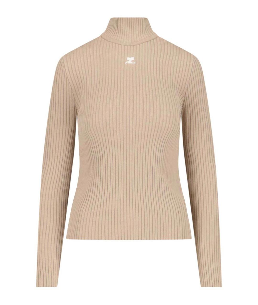 COURREGES Бежевая вискозная водолазка, фото 1