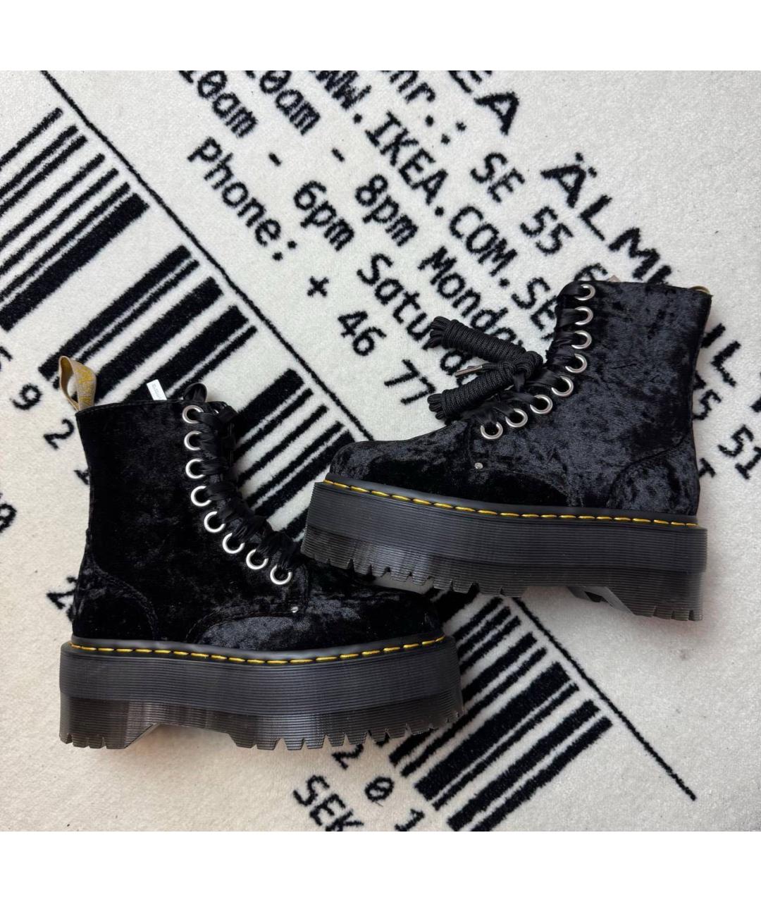 DR. MARTENS Черные бархатные ботинки, фото 6