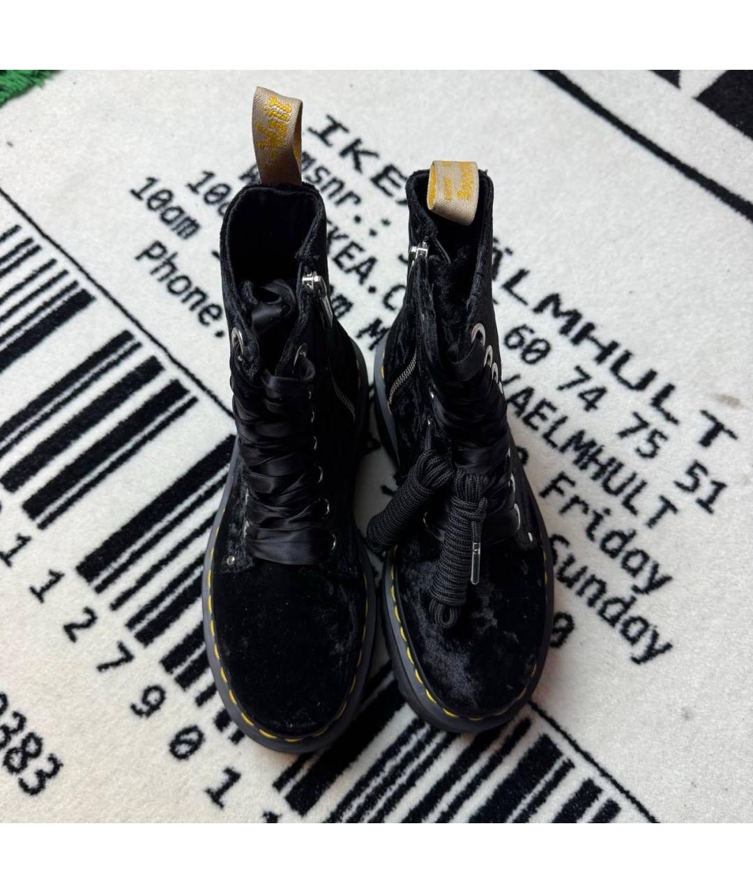 DR. MARTENS Черные бархатные ботинки, фото 2