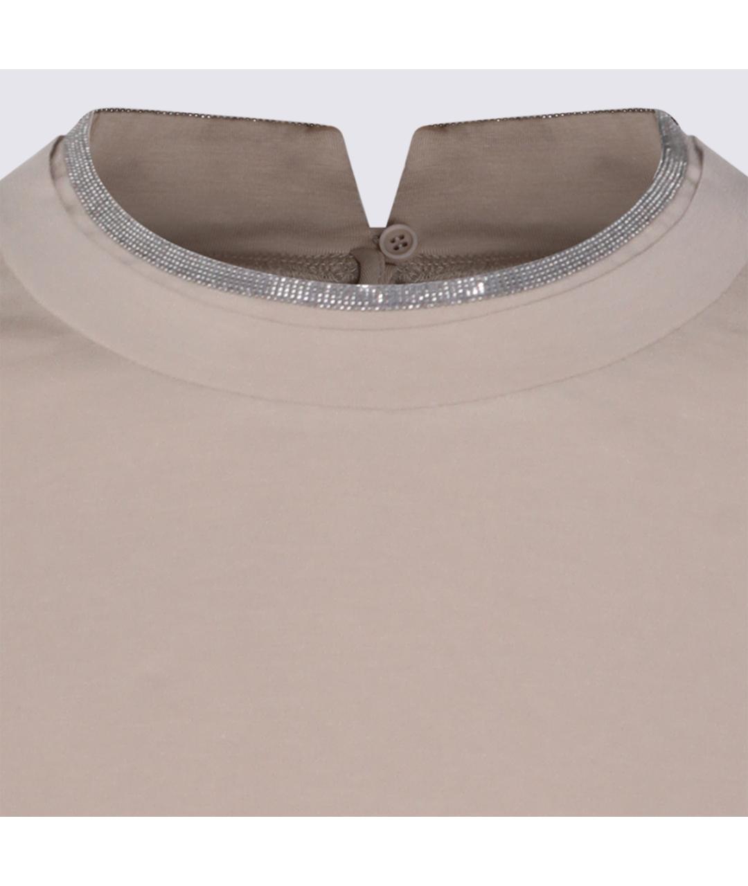 BRUNELLO CUCINELLI Бежевая хлопковая футболка, фото 4