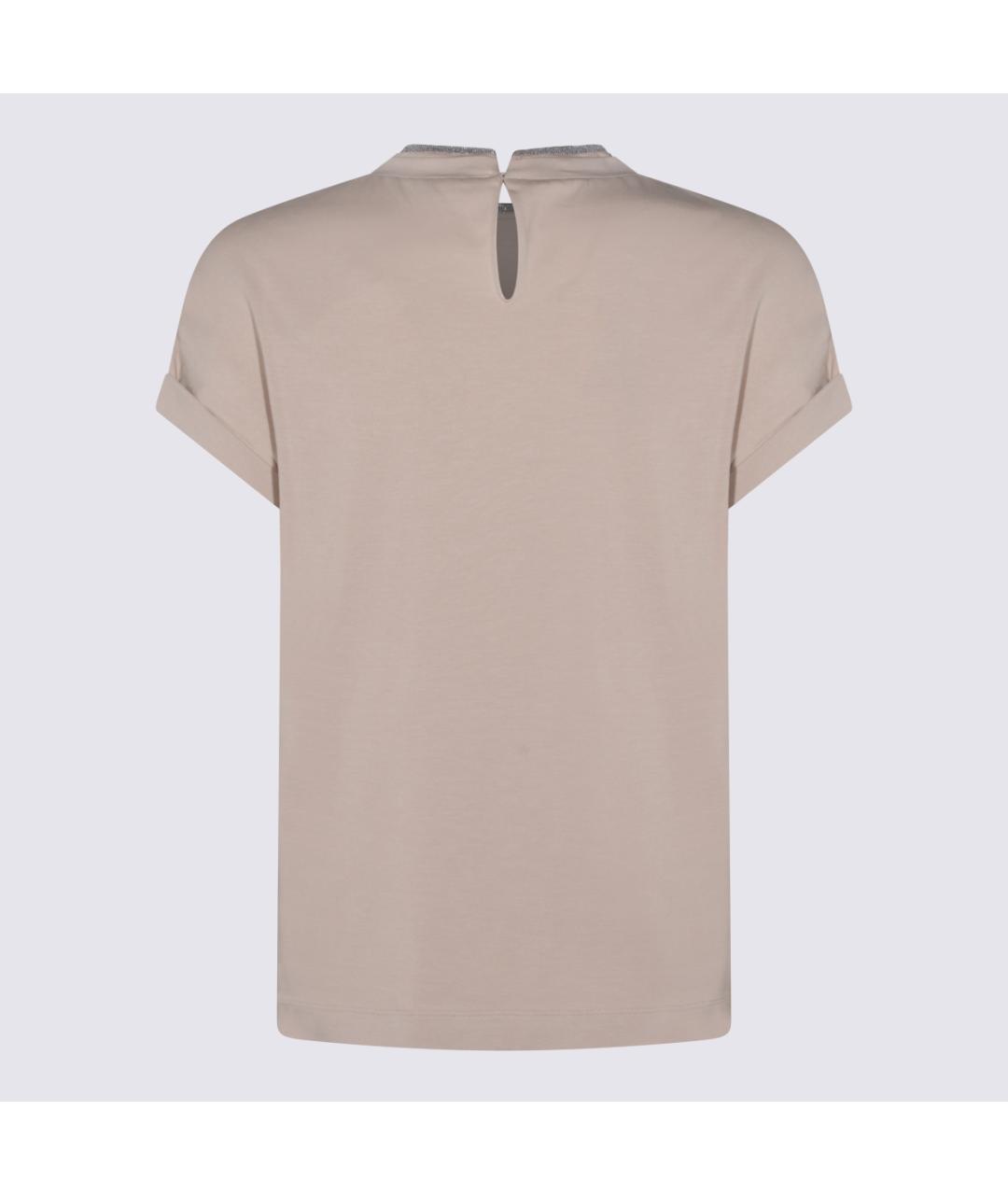 BRUNELLO CUCINELLI Бежевая хлопковая футболка, фото 2