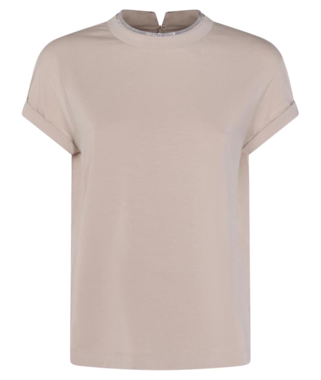 BRUNELLO CUCINELLI Бежевая хлопковая футболка, фото 1