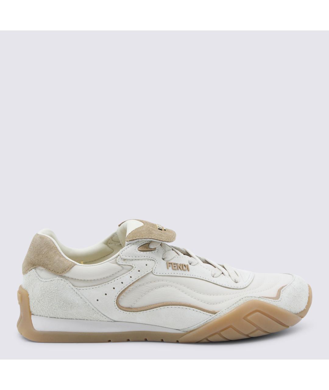 FENDI Бежевые кожаные кроссовки, фото 5