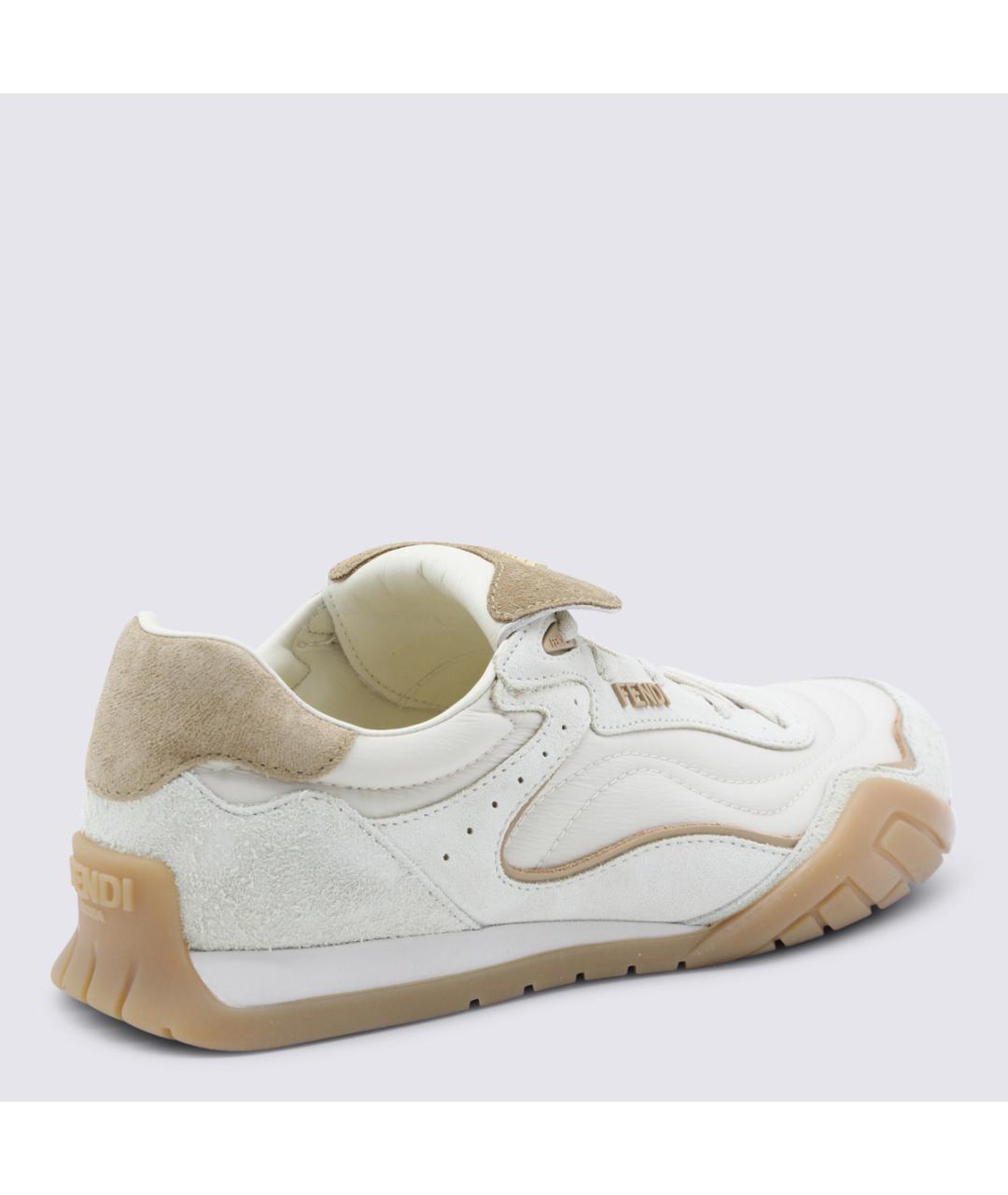FENDI Бежевые кожаные кроссовки, фото 3