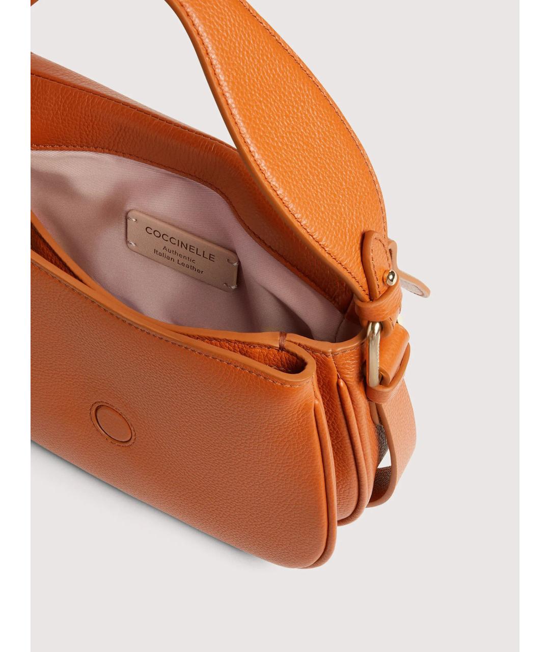 COCCINELLE Оранжевая кожаная сумка через плечо, фото 3