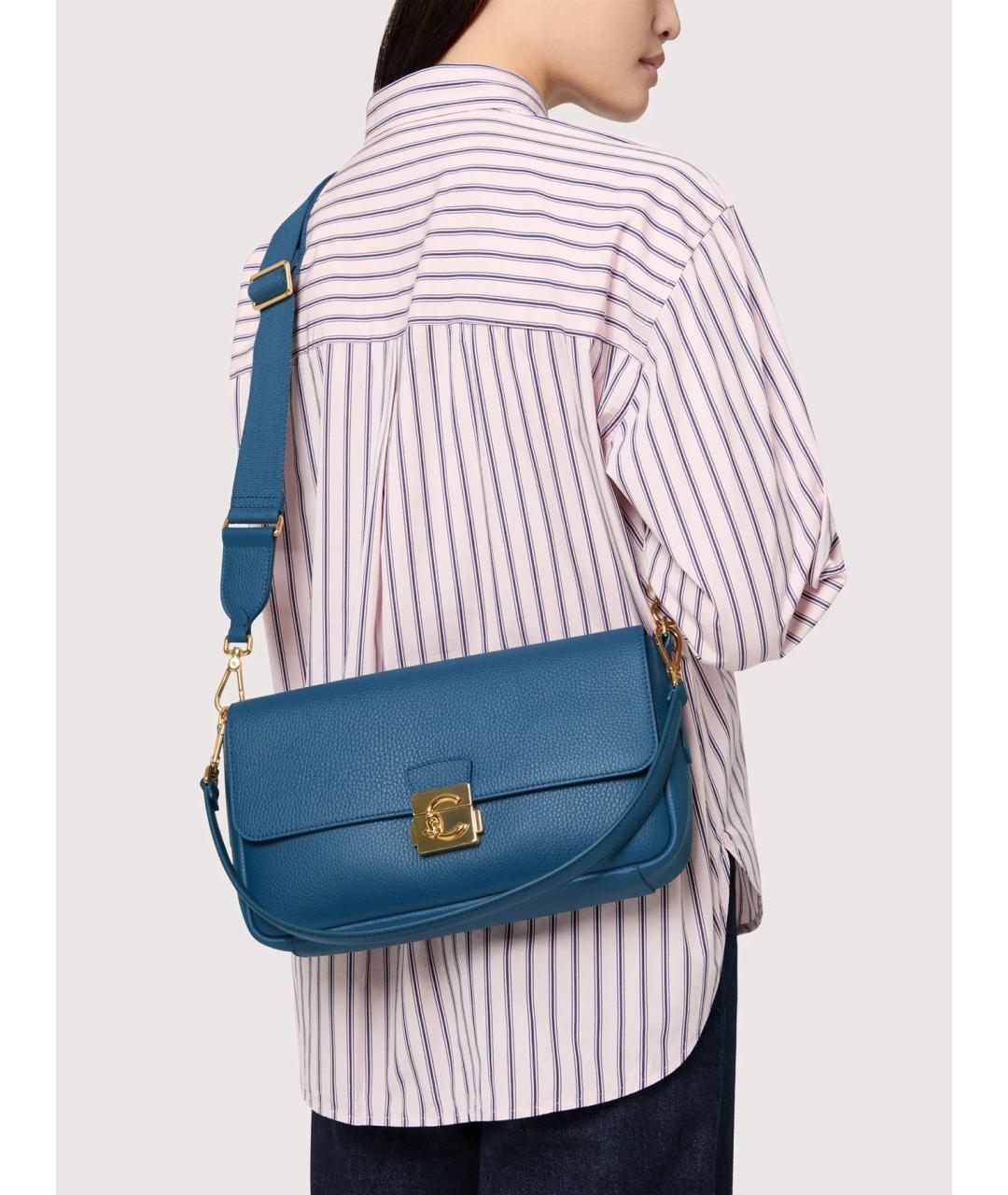 COCCINELLE Синяя кожаная сумка через плечо, фото 2