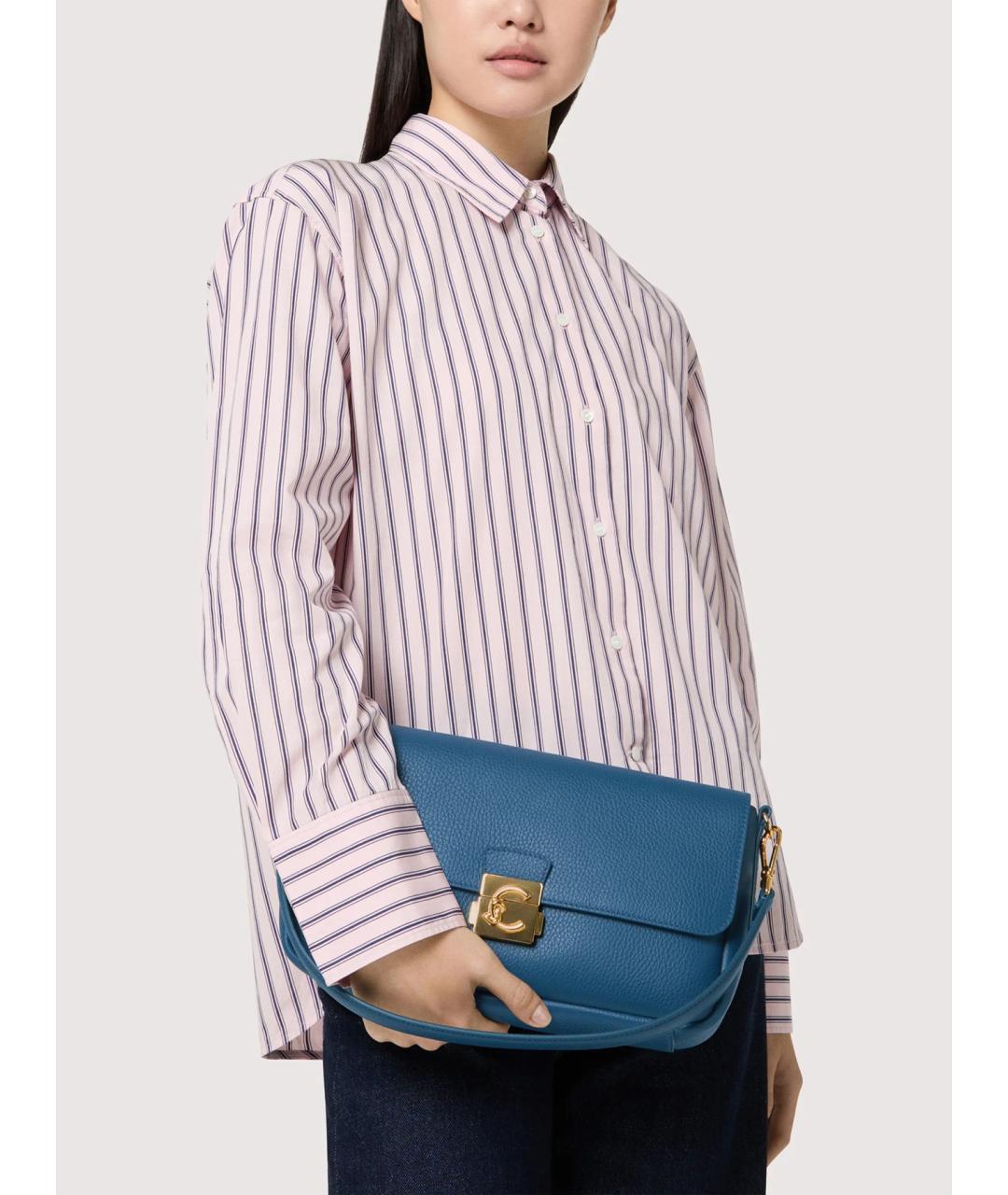 COCCINELLE Синяя кожаная сумка через плечо, фото 3