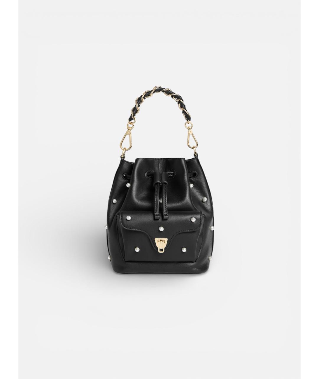 COCCINELLE Черная кожаная сумка с короткими ручками, фото 7