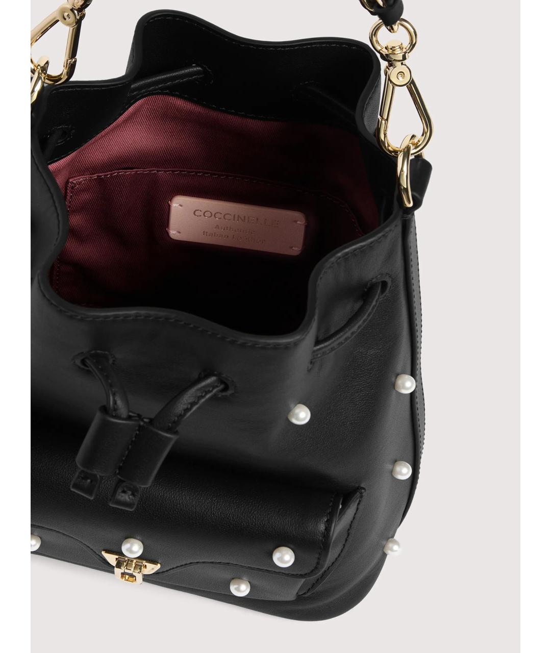 COCCINELLE Черная кожаная сумка с короткими ручками, фото 5