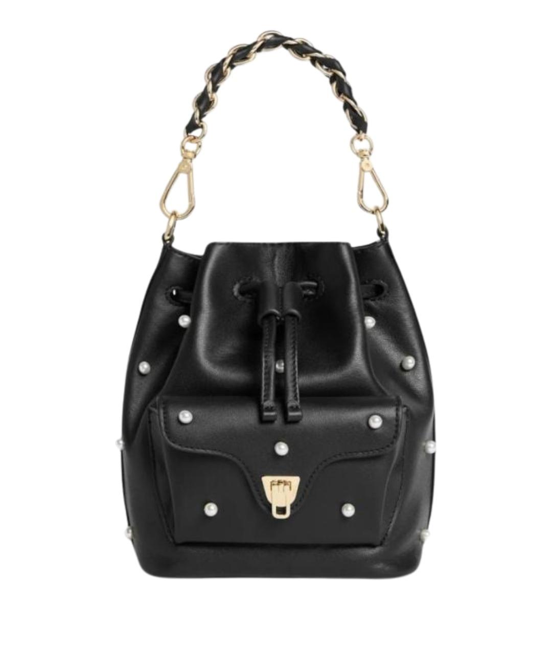 COCCINELLE Черная кожаная сумка с короткими ручками, фото 1