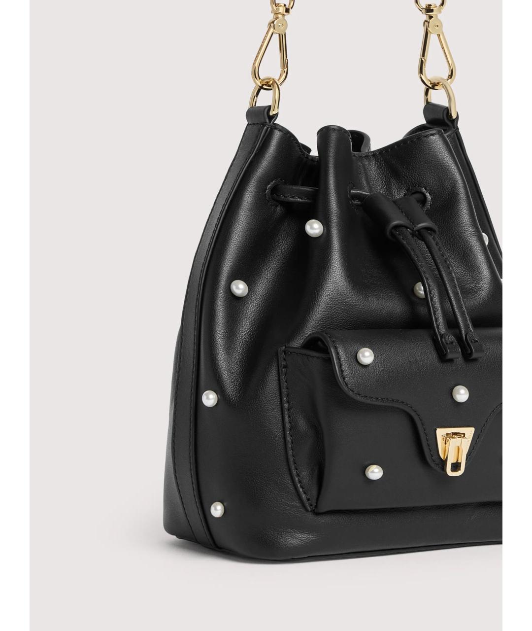 COCCINELLE Черная кожаная сумка с короткими ручками, фото 6