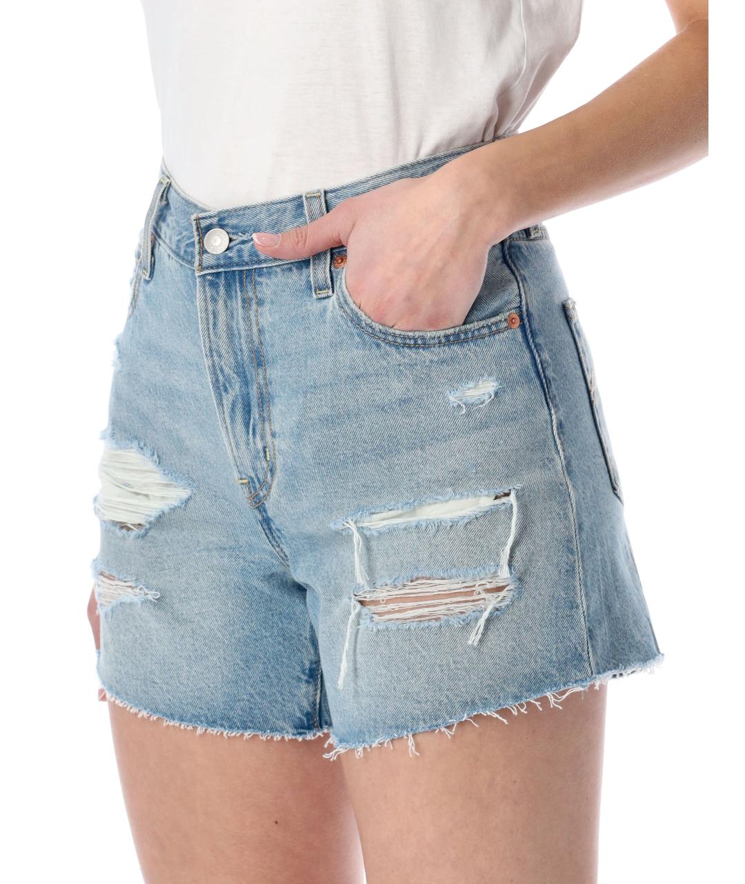 LEVI'S Голубые хлопковые шорты, фото 3