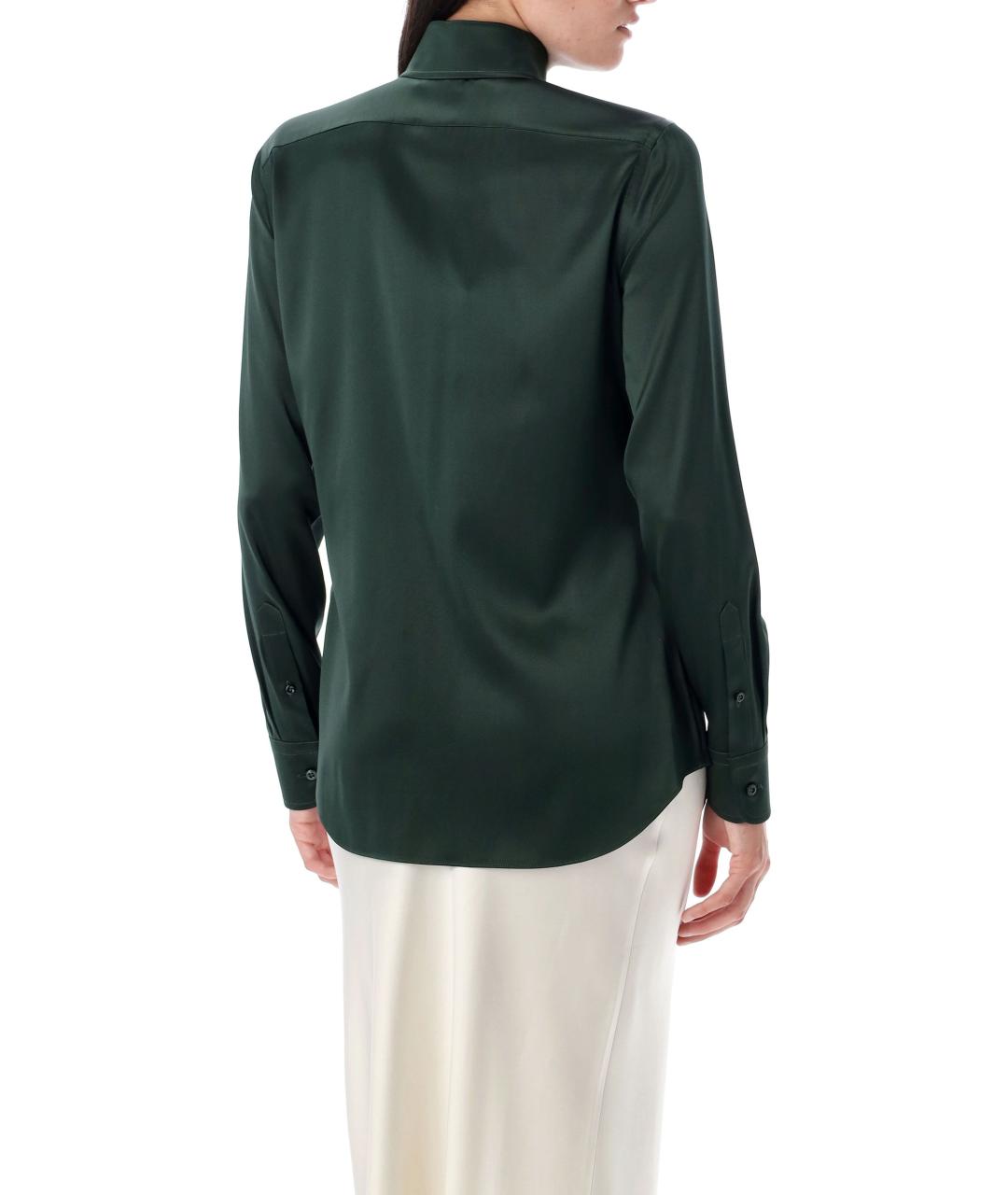 RALPH LAUREN Зеленая шелковая рубашка, фото 3
