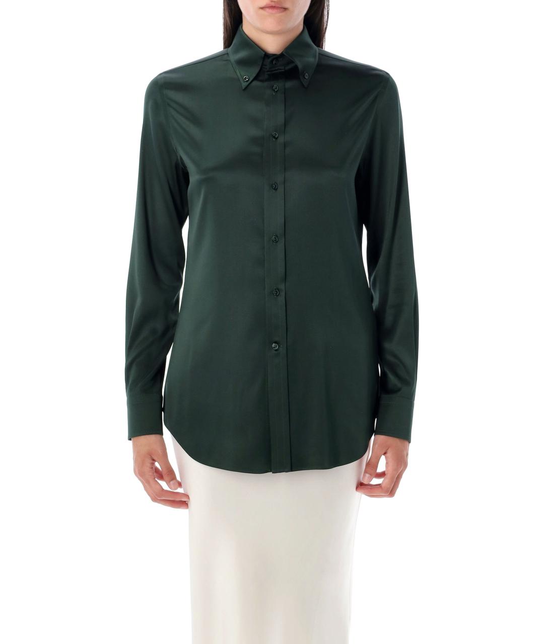 RALPH LAUREN Зеленая шелковая рубашка, фото 2