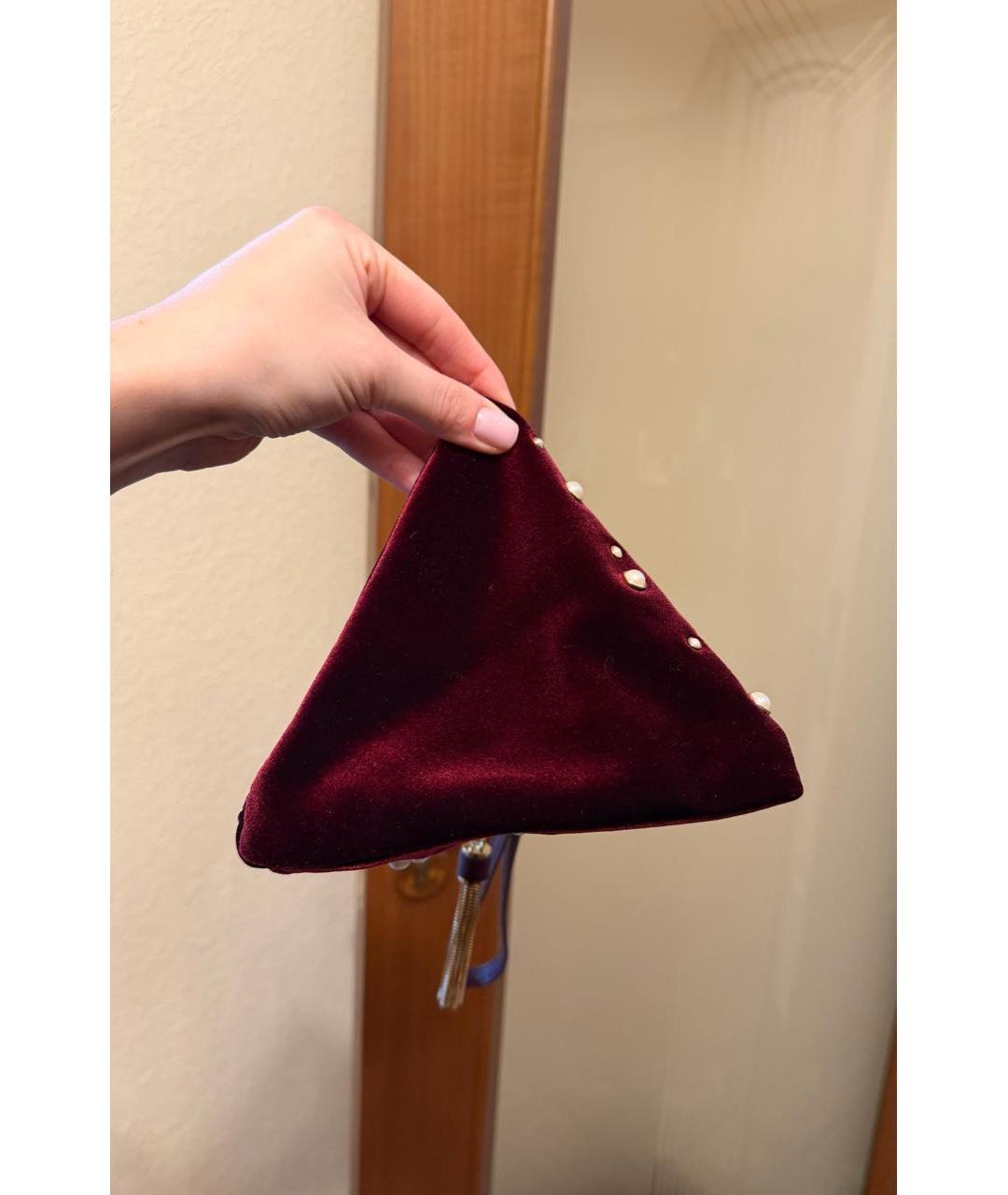 ERMANNO SCERVINO Бордовая бархатная сумка с короткими ручками, фото 4