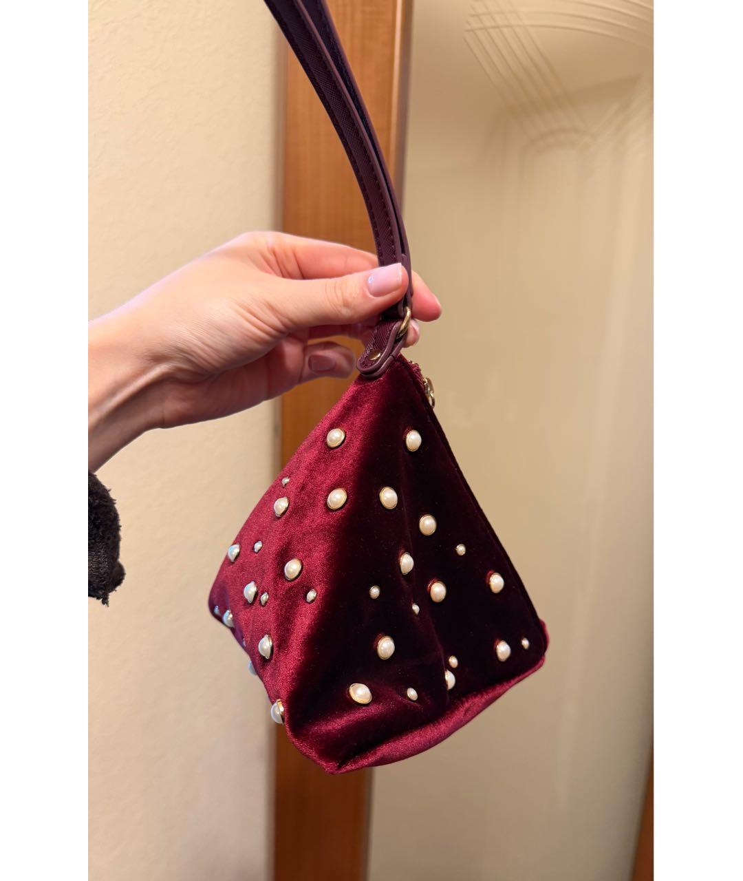 ERMANNO SCERVINO Бордовая бархатная сумка с короткими ручками, фото 3