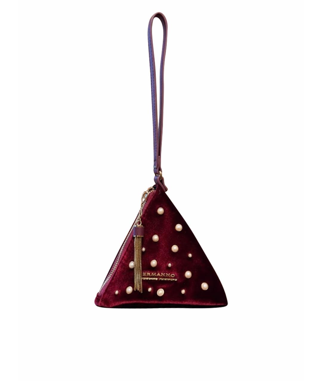 ERMANNO SCERVINO Бордовая бархатная сумка с короткими ручками, фото 1