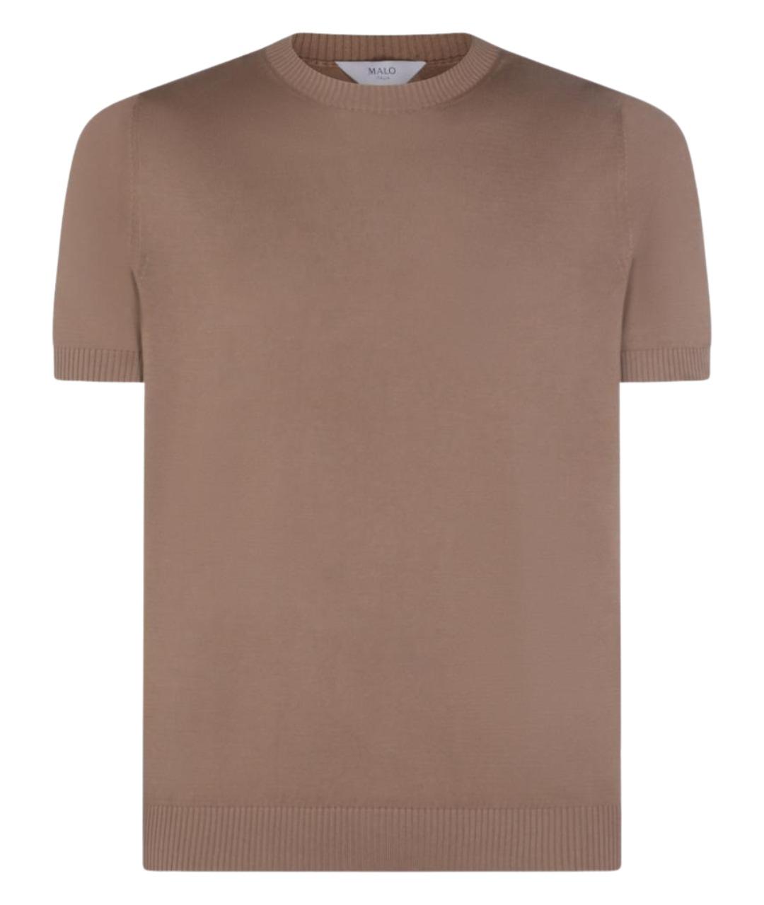 MALO Бежевая хлопковая футболка, фото 1