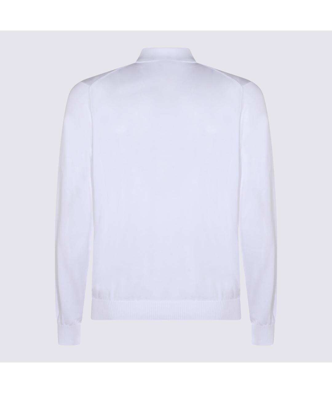 MALO Белое хлопковое поло с длинным рукавом, фото 2