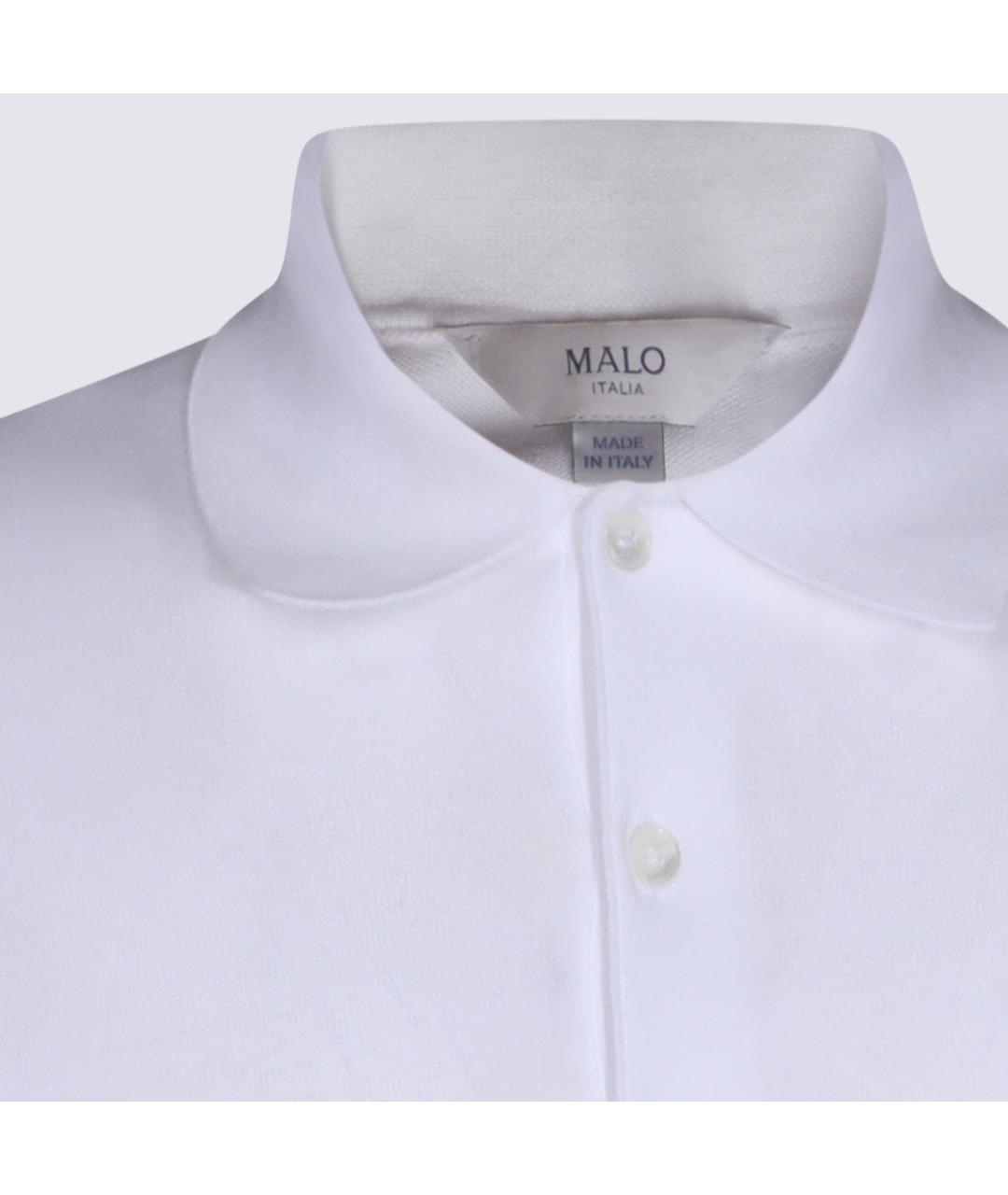 MALO Белое хлопковое поло с длинным рукавом, фото 3