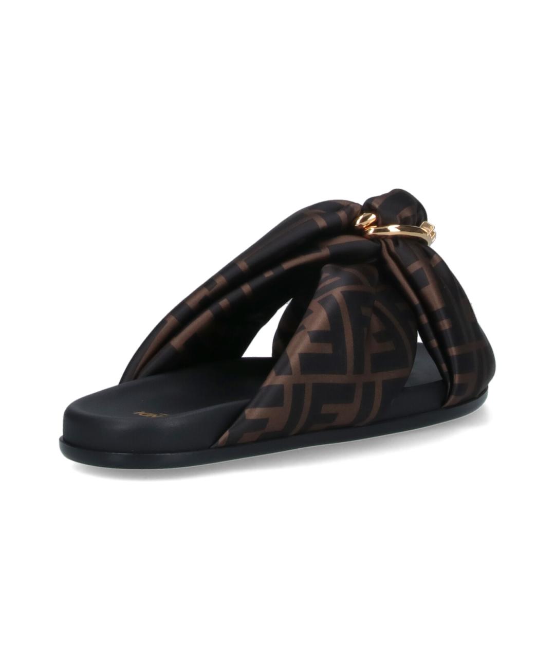 FENDI Коричневые синтетические шлепанцы, фото 4