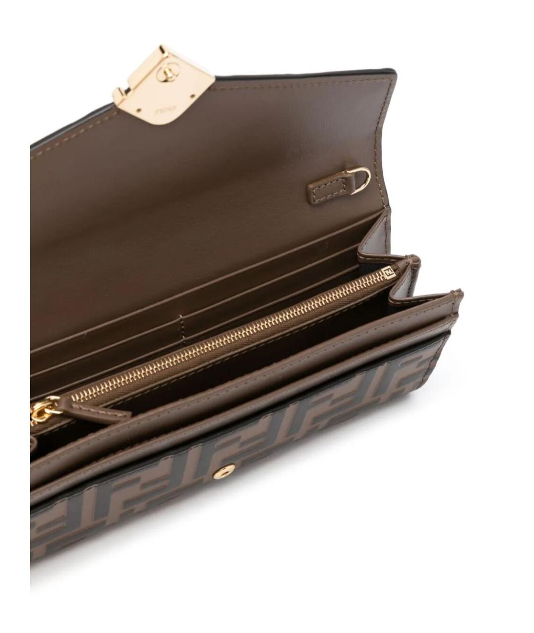 FENDI Коричневый кожаный кошелек, фото 2