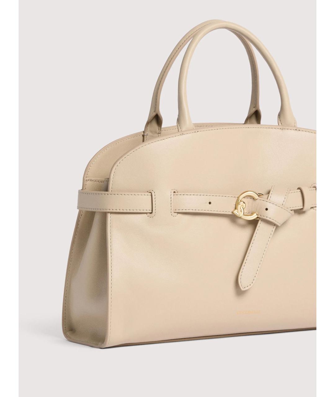 COCCINELLE Бежевая кожаная сумка с короткими ручками, фото 4