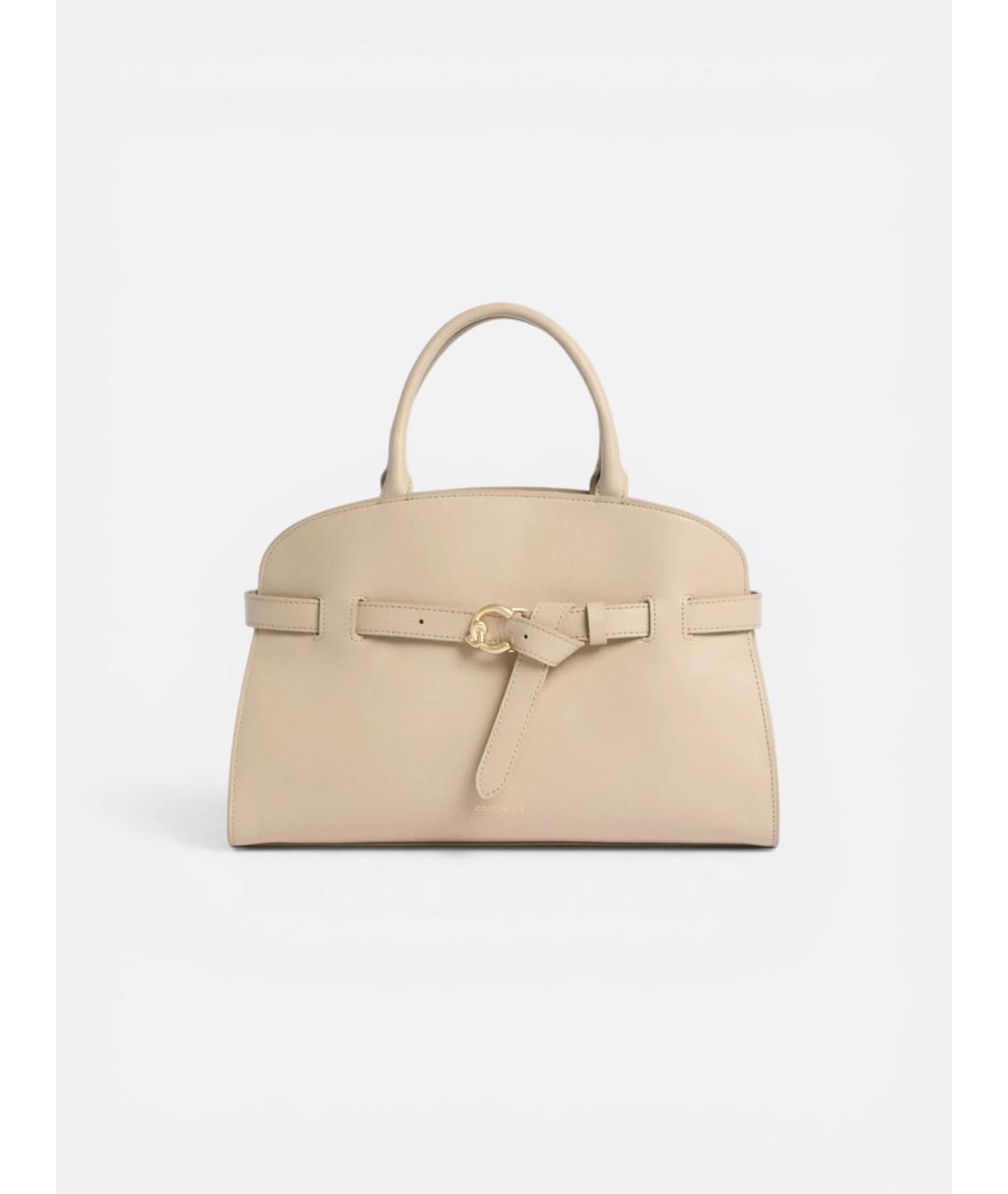 COCCINELLE Бежевая кожаная сумка с короткими ручками, фото 5